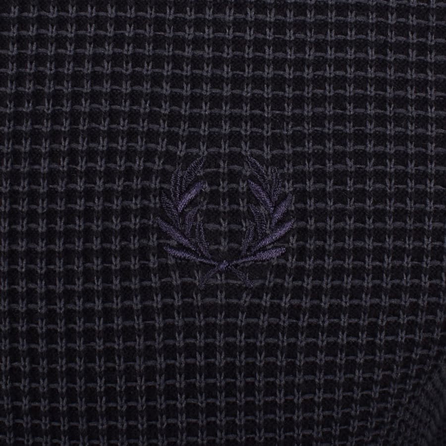 Fred Perry Waffle Knit Polo T Shirt Navy