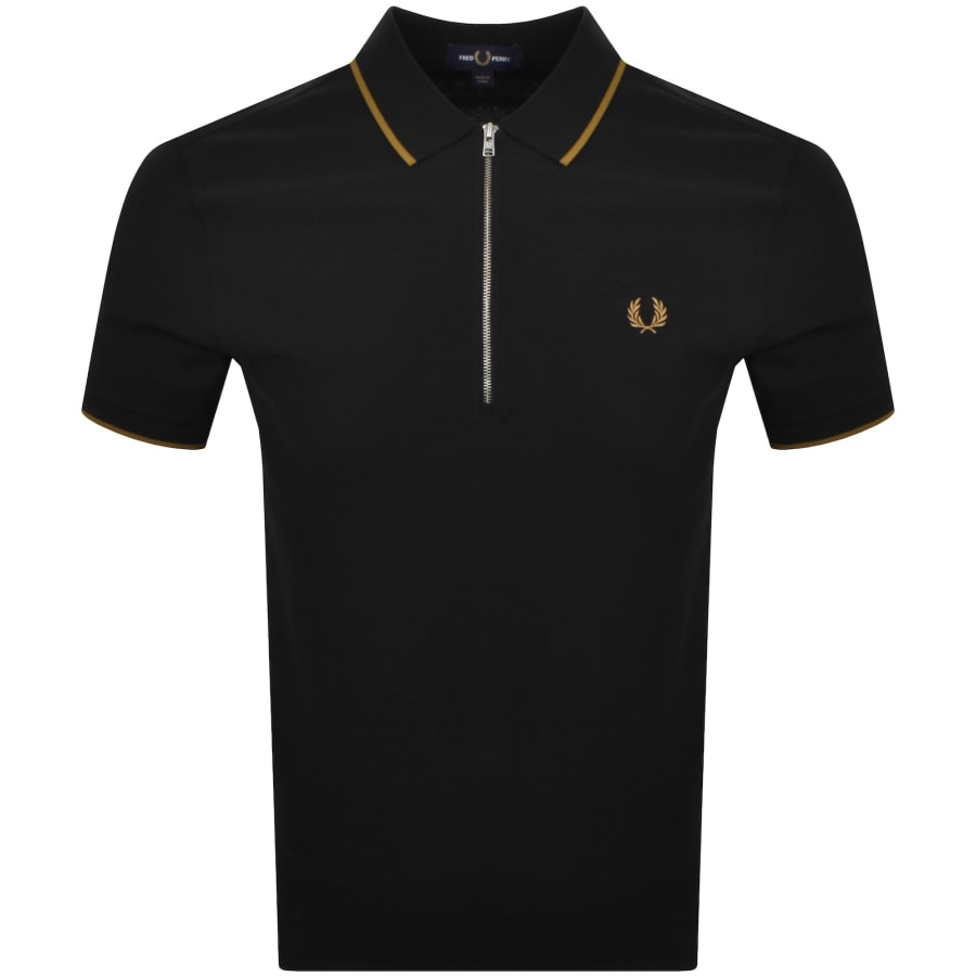 Fred Perry Zip Neck Crepe Polo Black