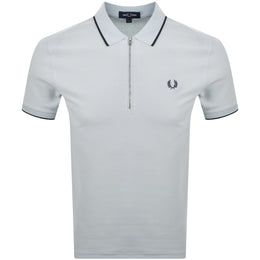 Fred Perry Zip Neck Crepe Polo Blue
