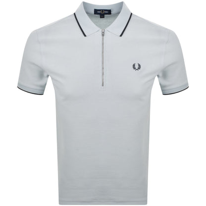 Fred Perry Zip Neck Crepe Polo Blue
