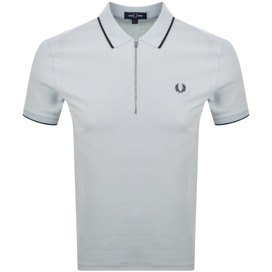 Fred Perry Zip Neck Crepe Polo Blue