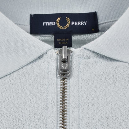 Fred Perry Zip Neck Crepe Polo Blue