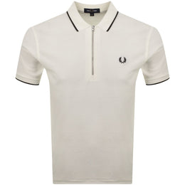 Fred Perry Zip Neck Crepe Polo Cream