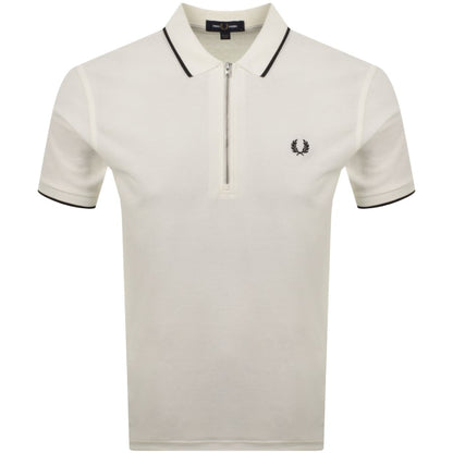 Fred Perry Zip Neck Crepe Polo Cream