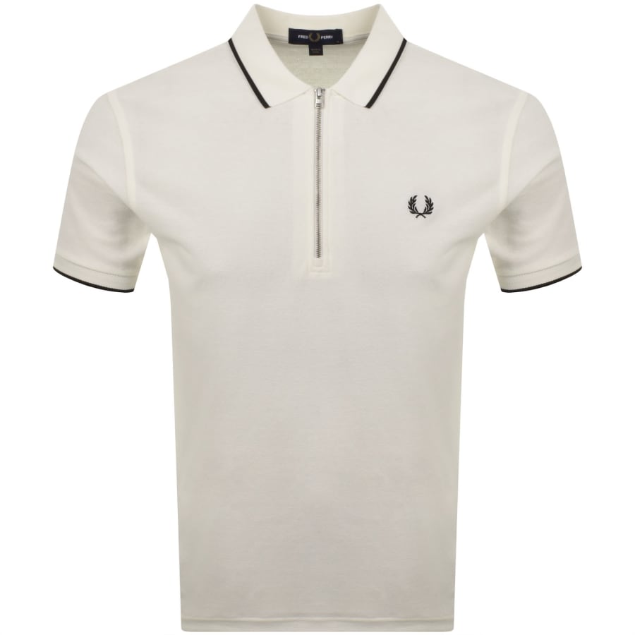 Fred Perry Zip Neck Crepe Polo Cream