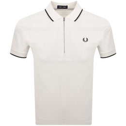 Fred Perry Zip Neck Crepe Polo Ecru
