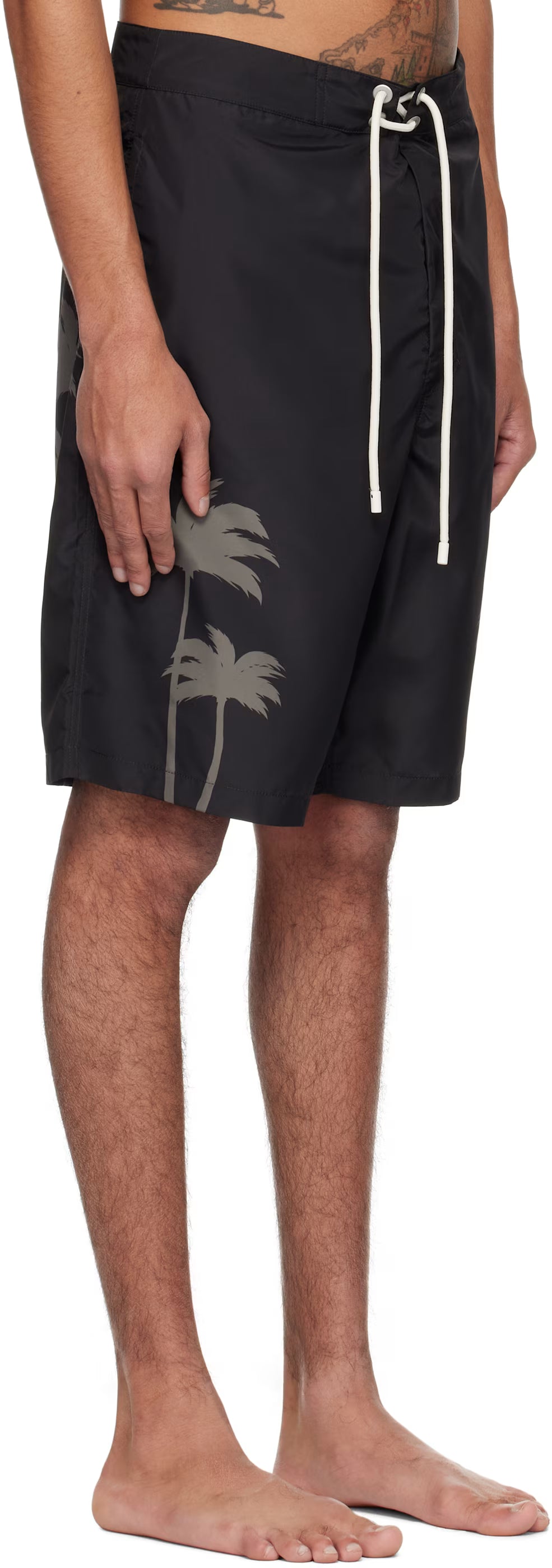 Black Palms Print Swim Shorts