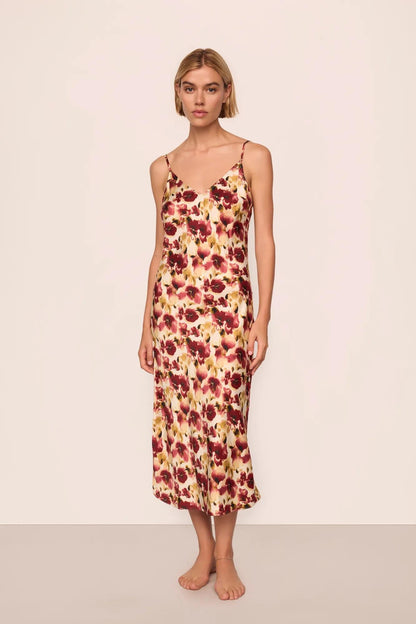 Eberjey x  Lily Aldridge - Inez Washable Silk Printed Slip