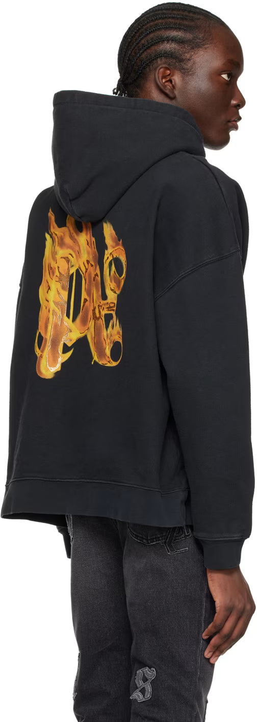 Black Burning Monogram Hoodie