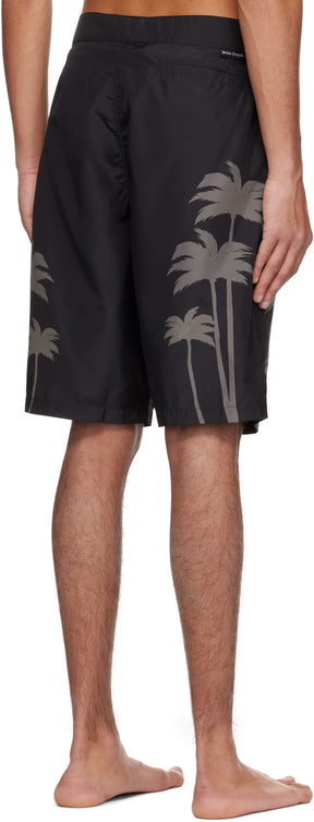 Black Palms Print Swim Shorts