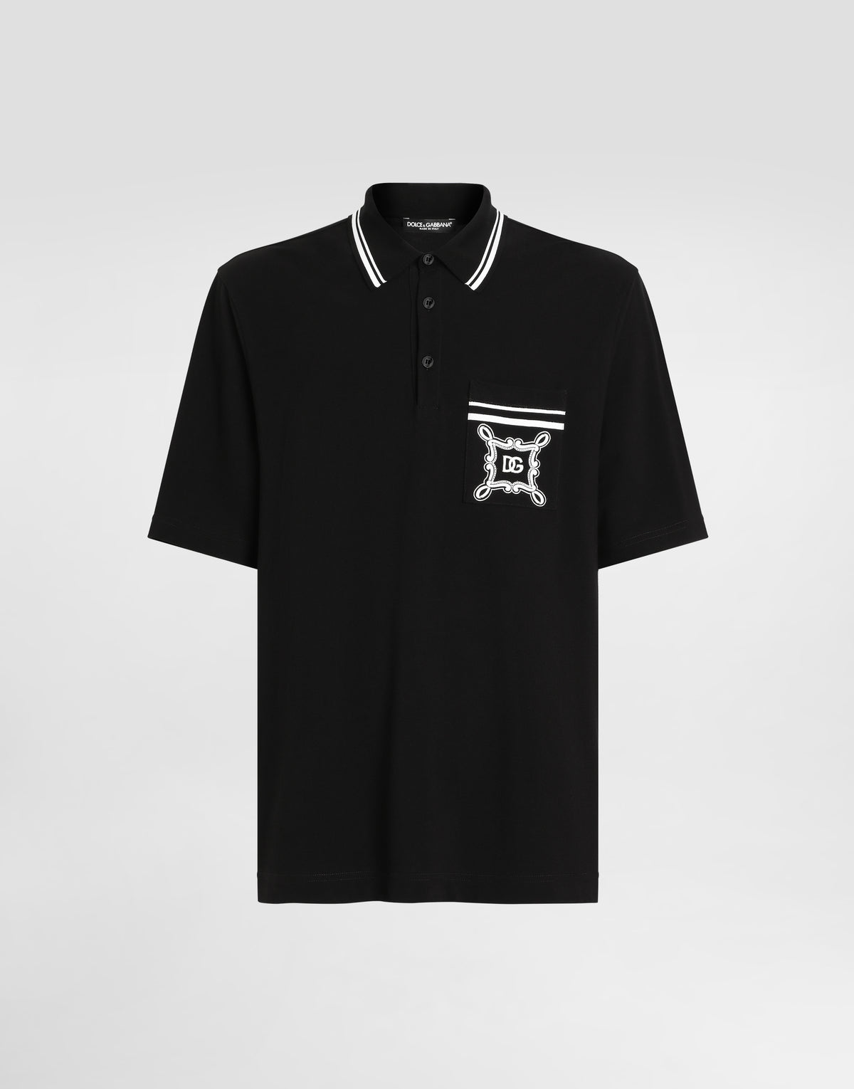 Dolce & Gabbana Black Crest Pocket Polo Shirt