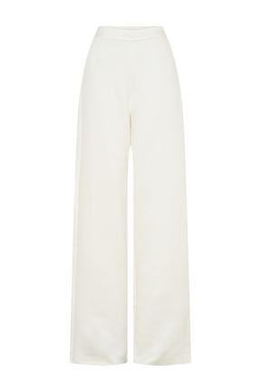 Ada Satin Straight Leg Pant - Ivory