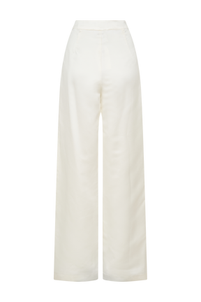 Ada Satin Straight Leg Pant - Ivory