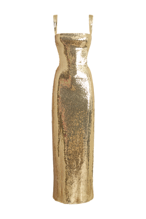 Adoria Sequin Cut Out Maxi Dress - Gold