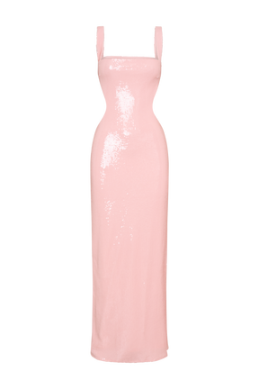 Adoria Sequin Cut Out Maxi Dress - Pale Pink