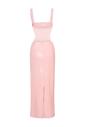 Adoria Sequin Cut Out Maxi Dress - Pale Pink