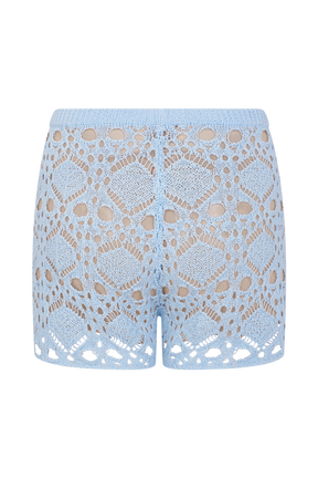 Aeline Crochet Knit Shorts - Sky Blue