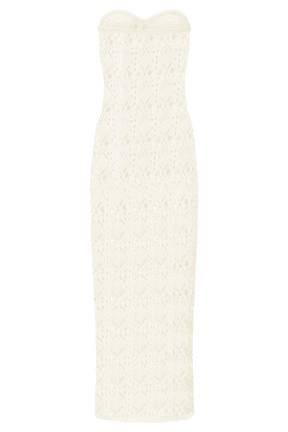 Aeline Strapless Crochet Knit Top - Ivory