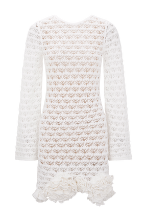 Aileen Ruffle Crochet Mini Dress - Ivory