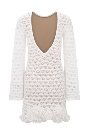 Aileen Ruffle Crochet Mini Dress - Ivory