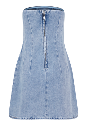Akira Embroidered Denim Mini Dress - Mid Blue