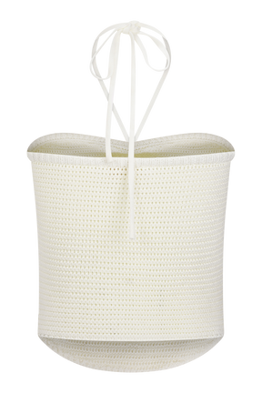 Aletta Knit Pearl Halter Top - Ivory