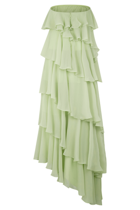Alexa Ruffle Chiffon Maxi Dress - Pastel Lime