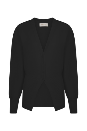 Alexia Buttoned Oversized Cardigan - Black