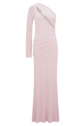 Alexius One Shoulder Knit Maxi Dress - Dusty Pink
