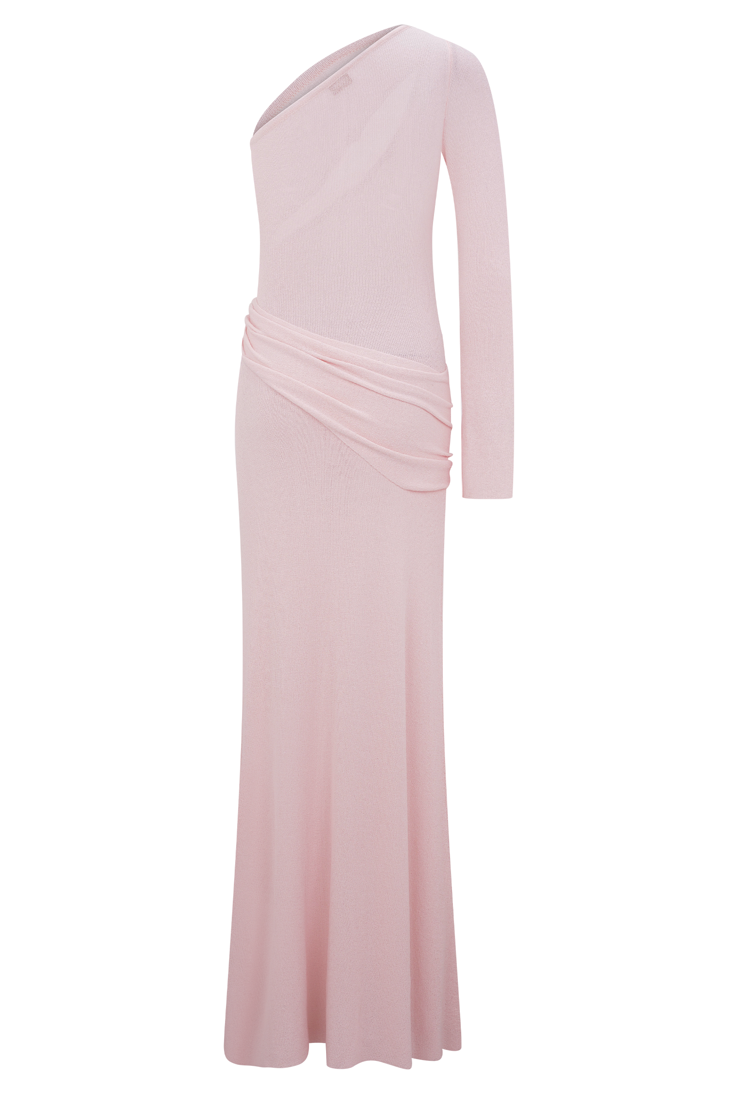 Alexius One Shoulder Knit Maxi Dress - Dusty Pink