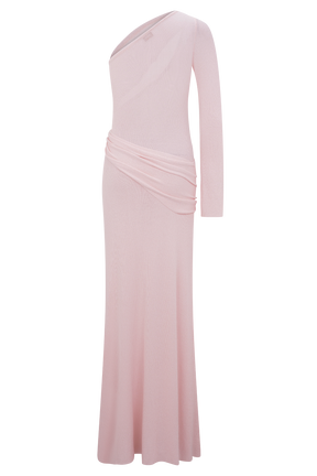 Alexius One Shoulder Knit Maxi Dress - Dusty Pink