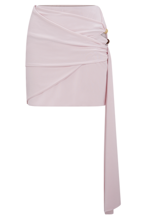 Alicent Slinky Beaded Mini Skirt - Pale Pink