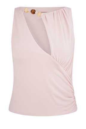 Alicent Slinky Beaded Top - Pale Pink