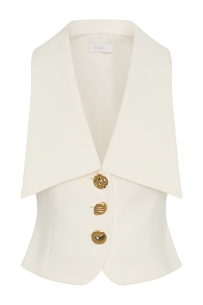 Alix Mixed Button Vest - Ivory