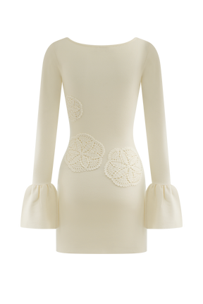 Amari Knit Crochet Knit Mini Dress - Ivory