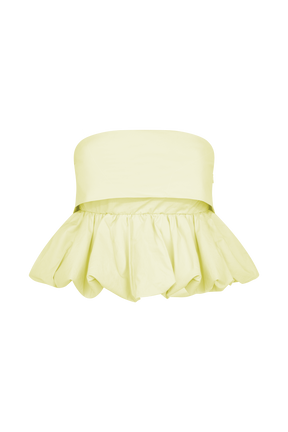 Amirah Strapless Bubble Crop Top - Lemon