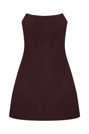 Andy Faux Suede Mini Dress - Wine