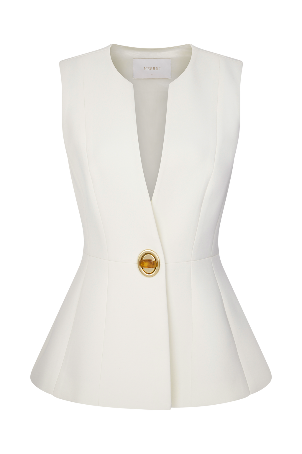 Angelie Suiting Vest Top - Ivory