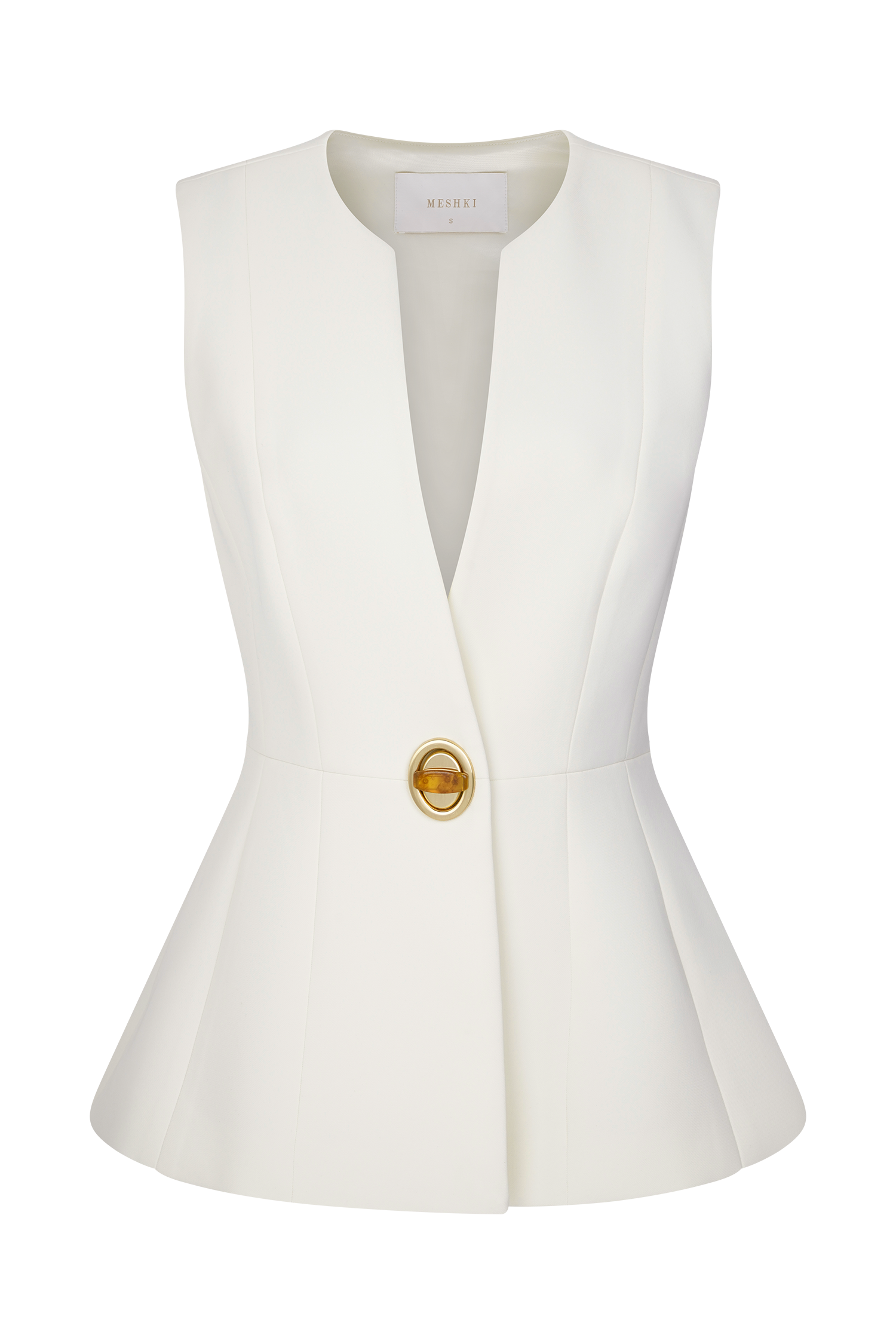 Angelie Suiting Vest Top - Ivory