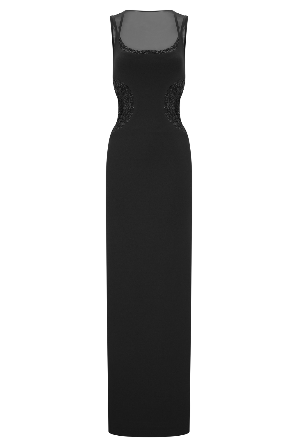 Angelique Beaded Crepe Maxi Dress - Black