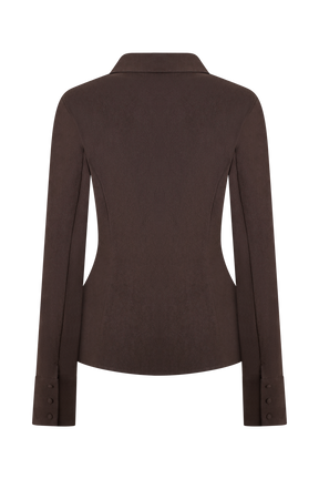 Annalee Cotton Beaded Tie Shirt - Dark Espresso