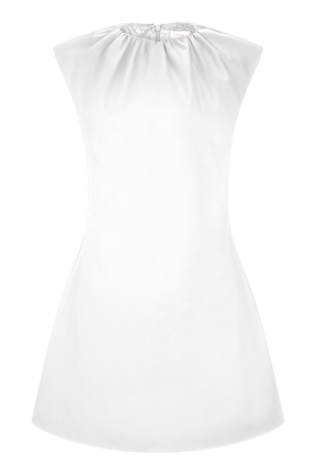 Ariana Pleated Neck Mini Dress - Ivory