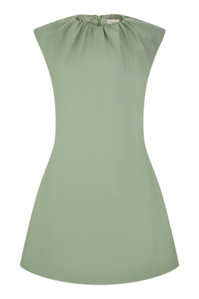 Ariana Pleated Neck Mini Dress - Sage
