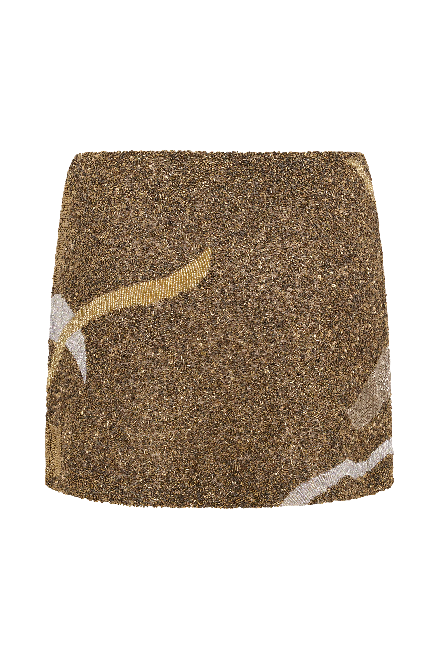 Asher Hand Beaded Abstract Mini Skirt - Gold
