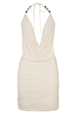 Astraeus Beaded Cowl Mini Dress - Ivory