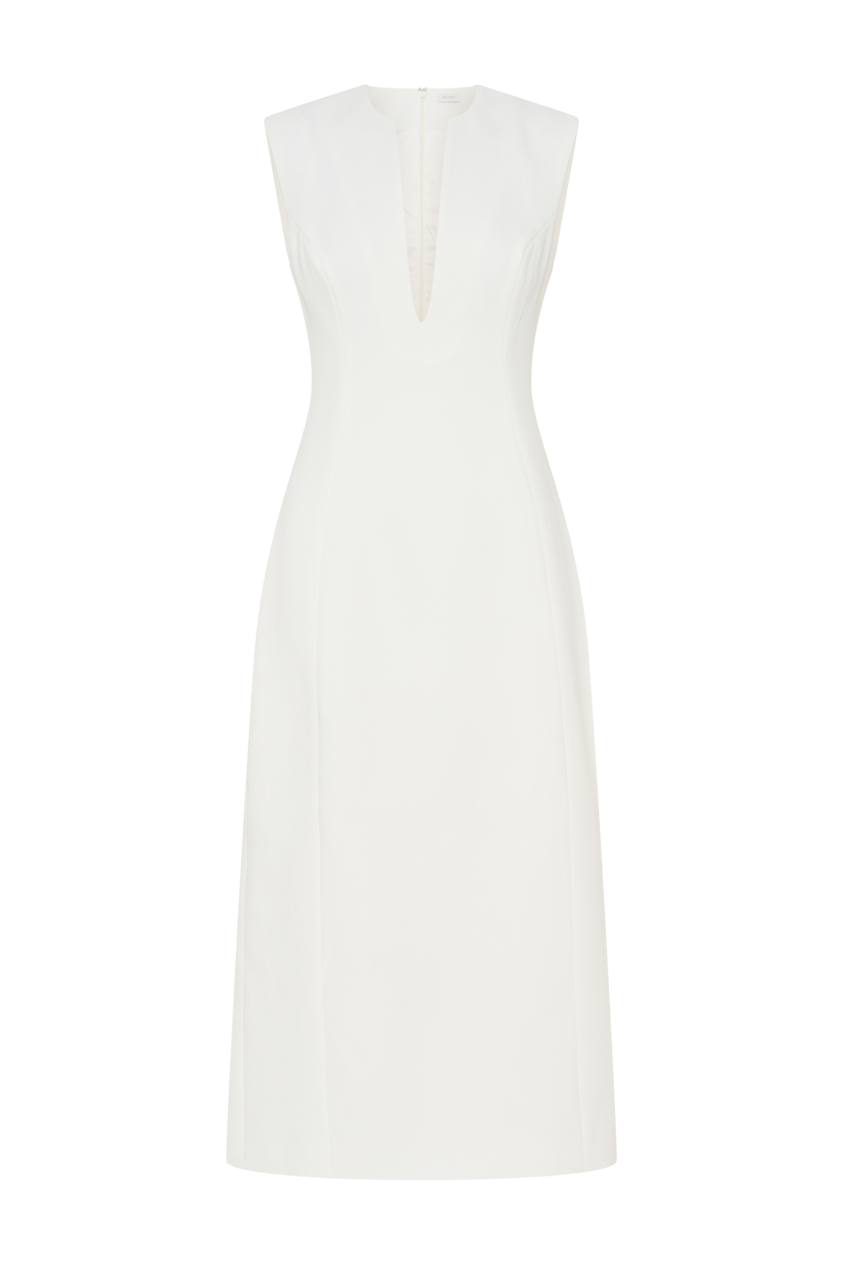 Audrine Suiting Sleeveless Midi Dress - Ivory