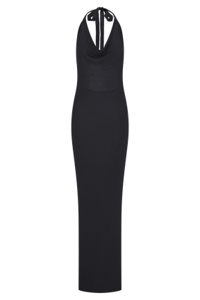 Ayella Cowl Knit Maxi Dress - Black