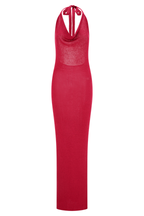 Ayella Cowl Knit Maxi Dress - Raspberry