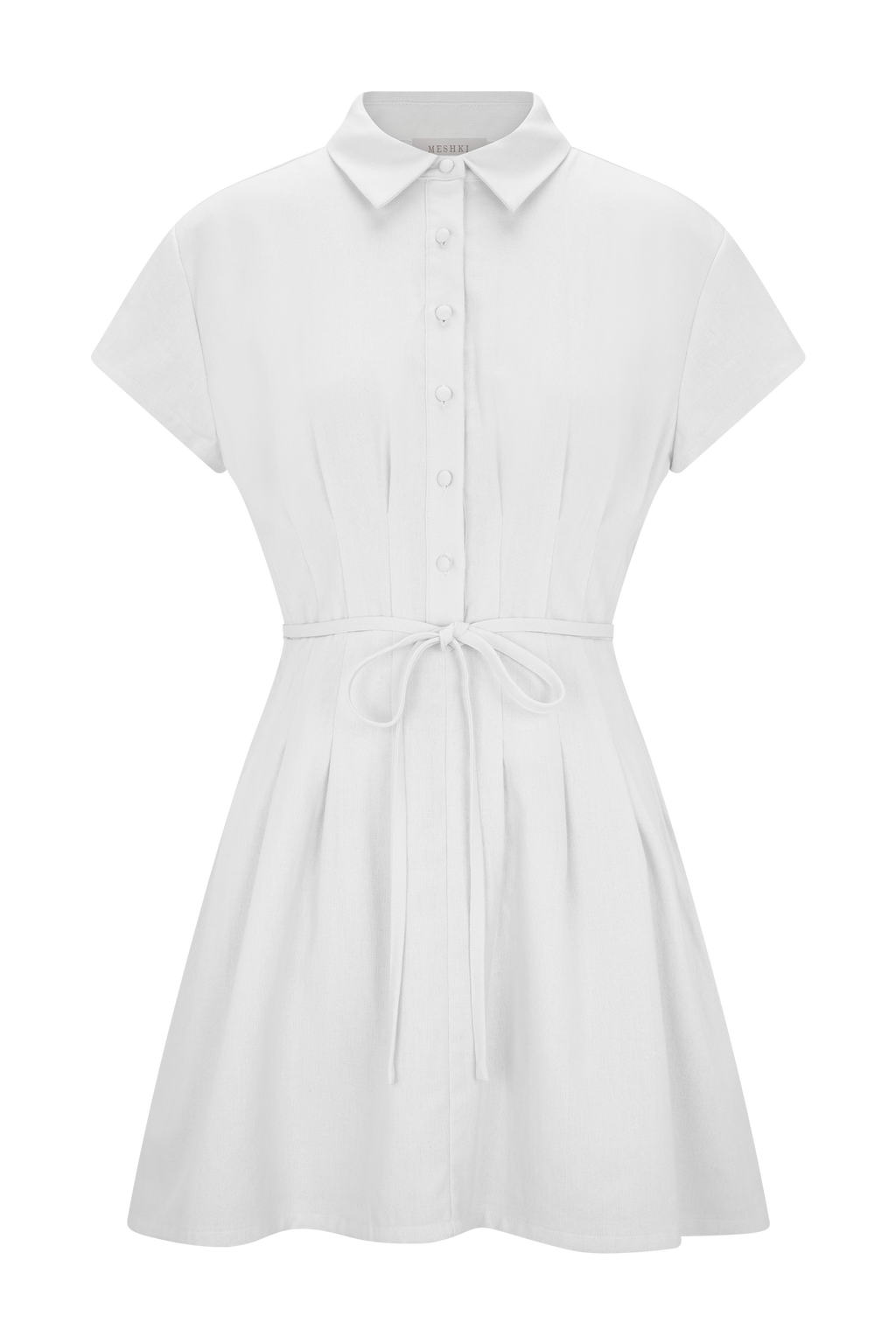 Aysha Buttoned Linen Mini Dress - White