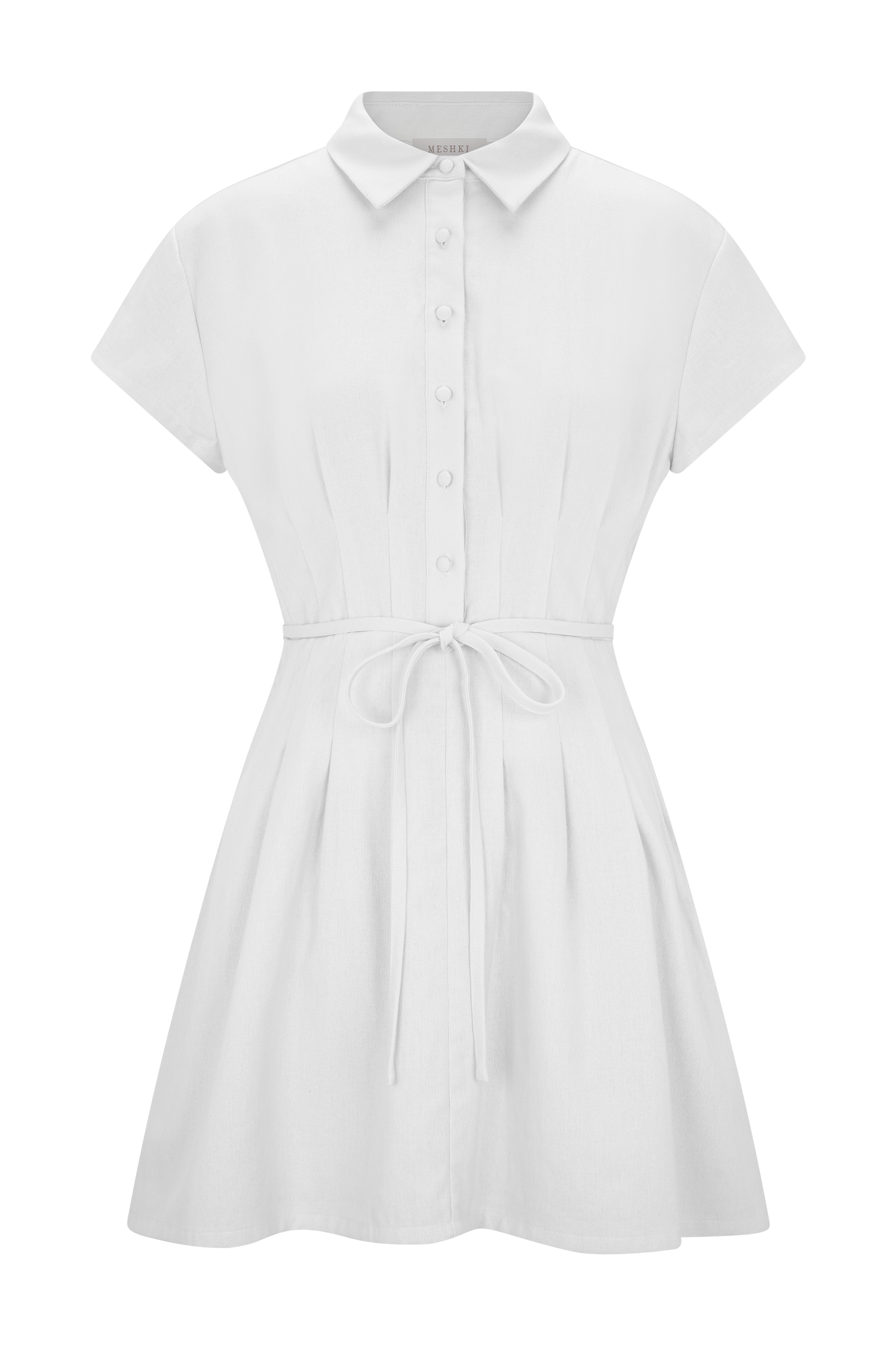 Aysha Buttoned Linen Mini Dress - White